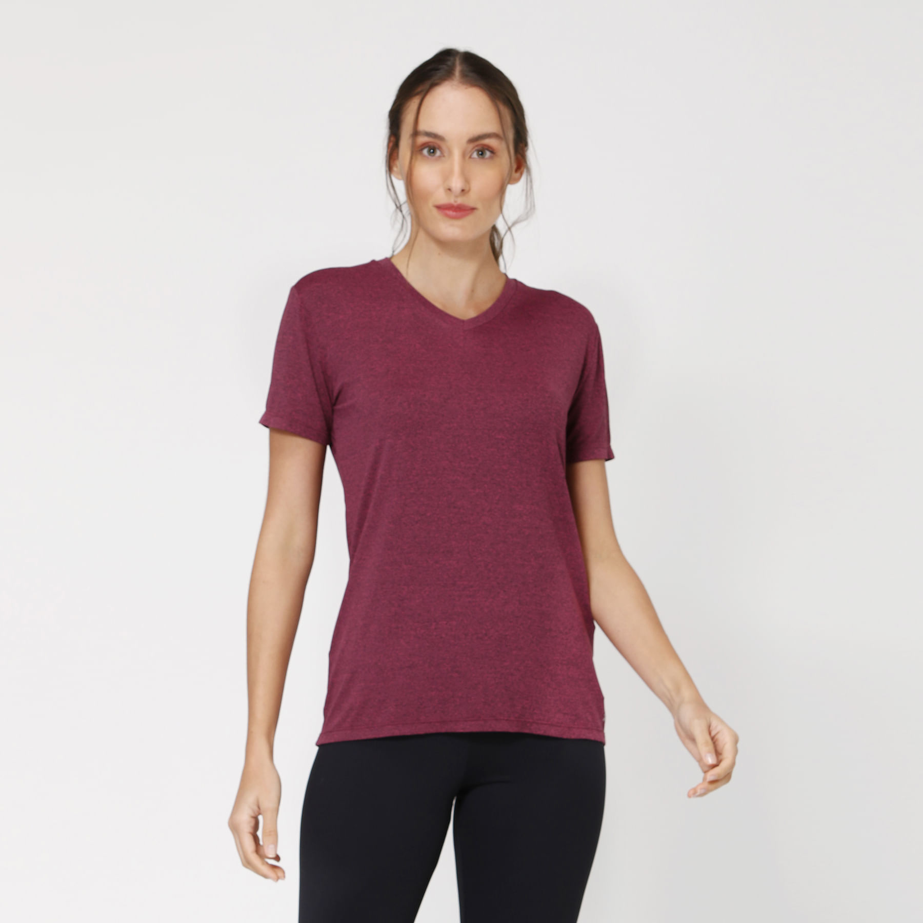 Camiseta UV com Proteção Solar Feminina Sport Fit Mescla Rosa