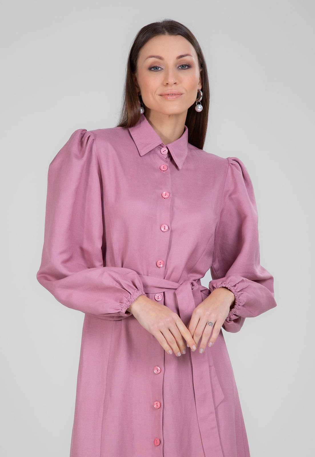 VESTIDO CHEMISE TRAYMON MANGA LONGA