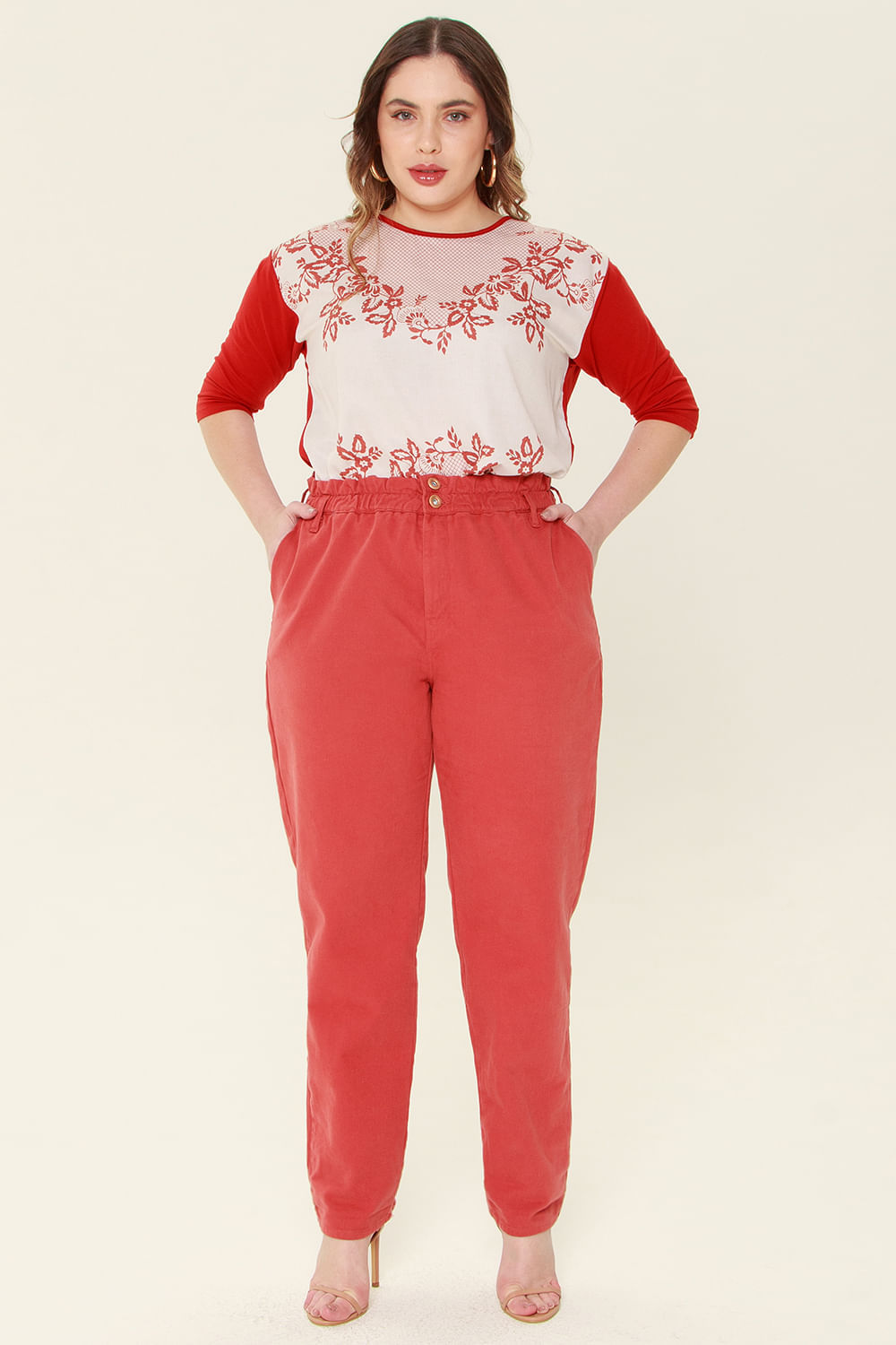 Calça Mom Collor Mais Gata Vermelho Vermelho