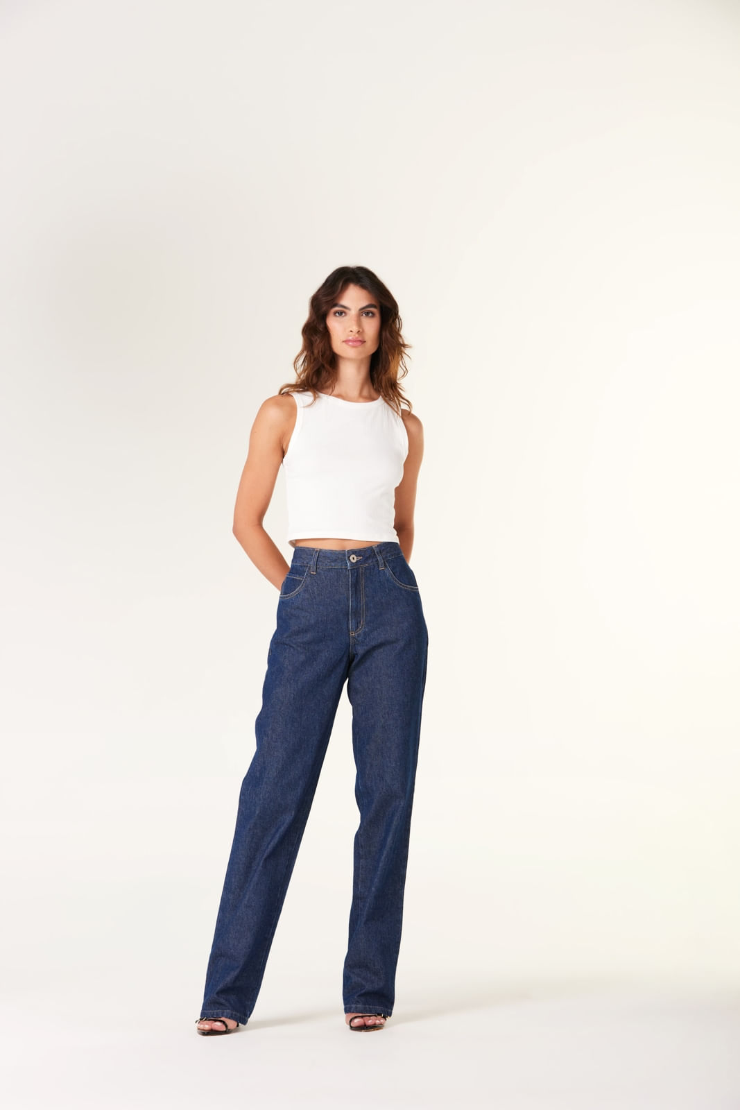 CALÇA JEANS TRAYMON WIDE LEG 5 BOLSOS