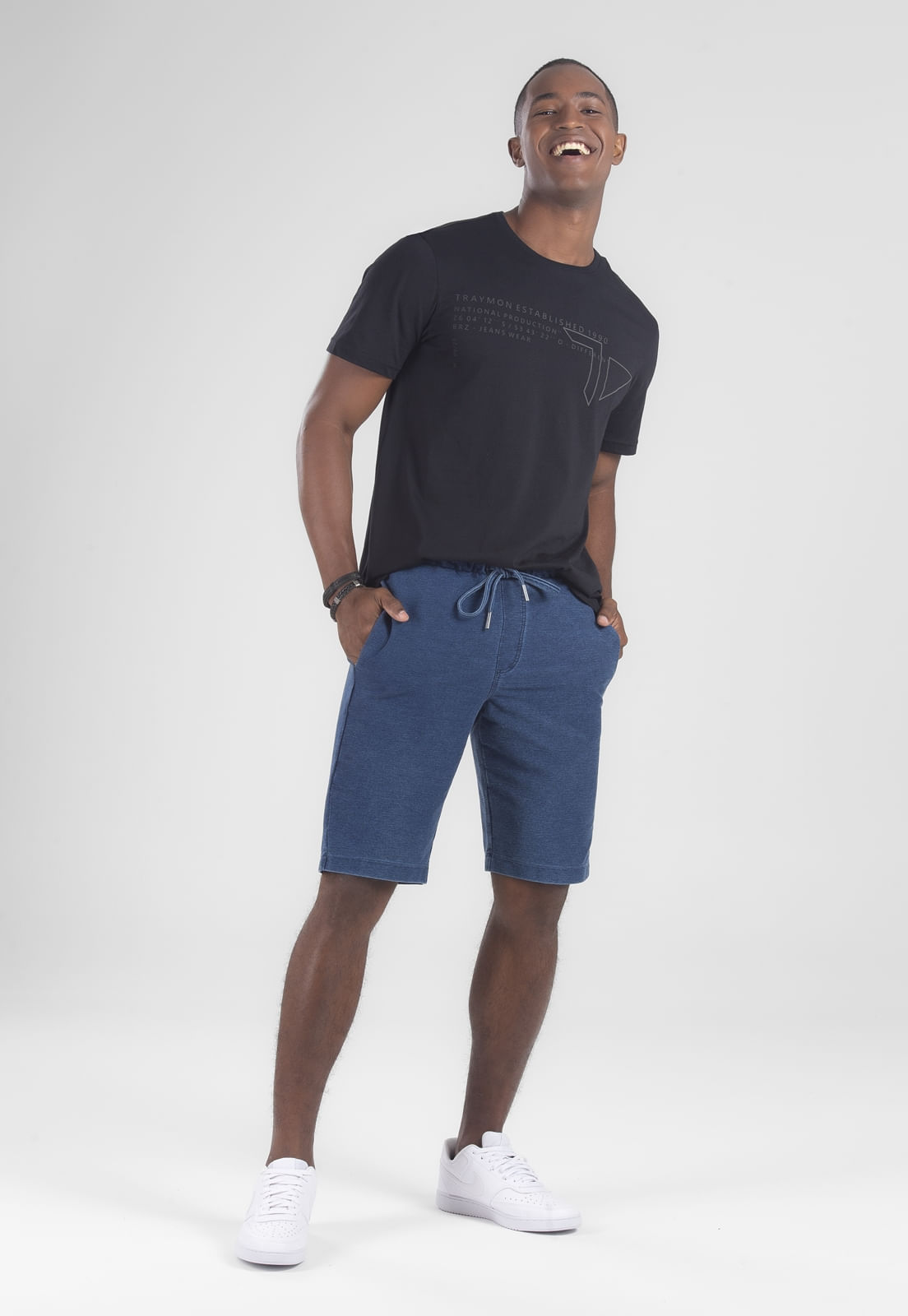 BERMUDA JOGGER MOLETOM DENIM TRAYMON