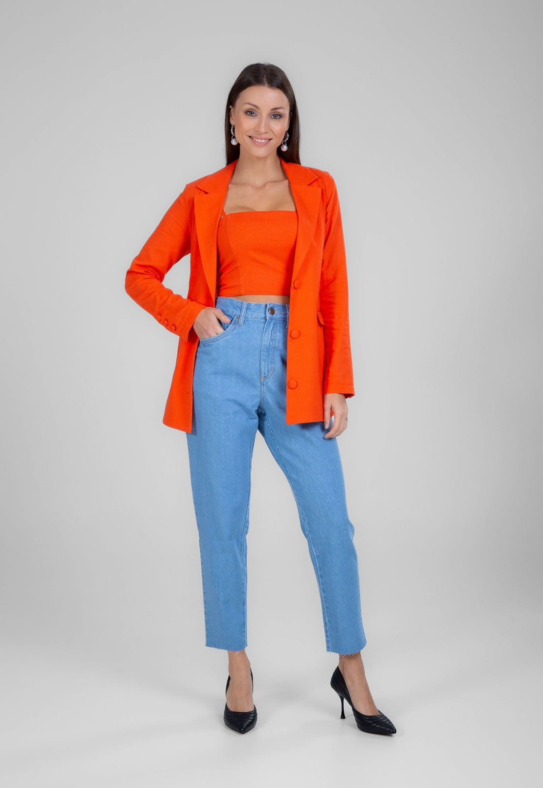 CALÇA JEANS TRAYMON MOM 5 BOLSOS