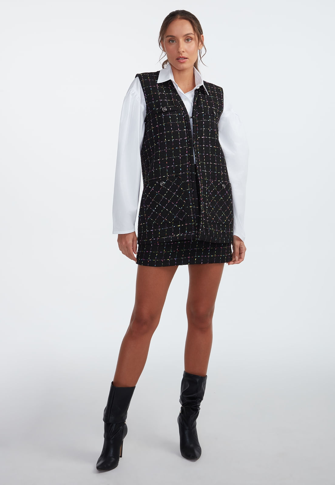 MAXI COLETE TWEED TRAYMON XADREZ