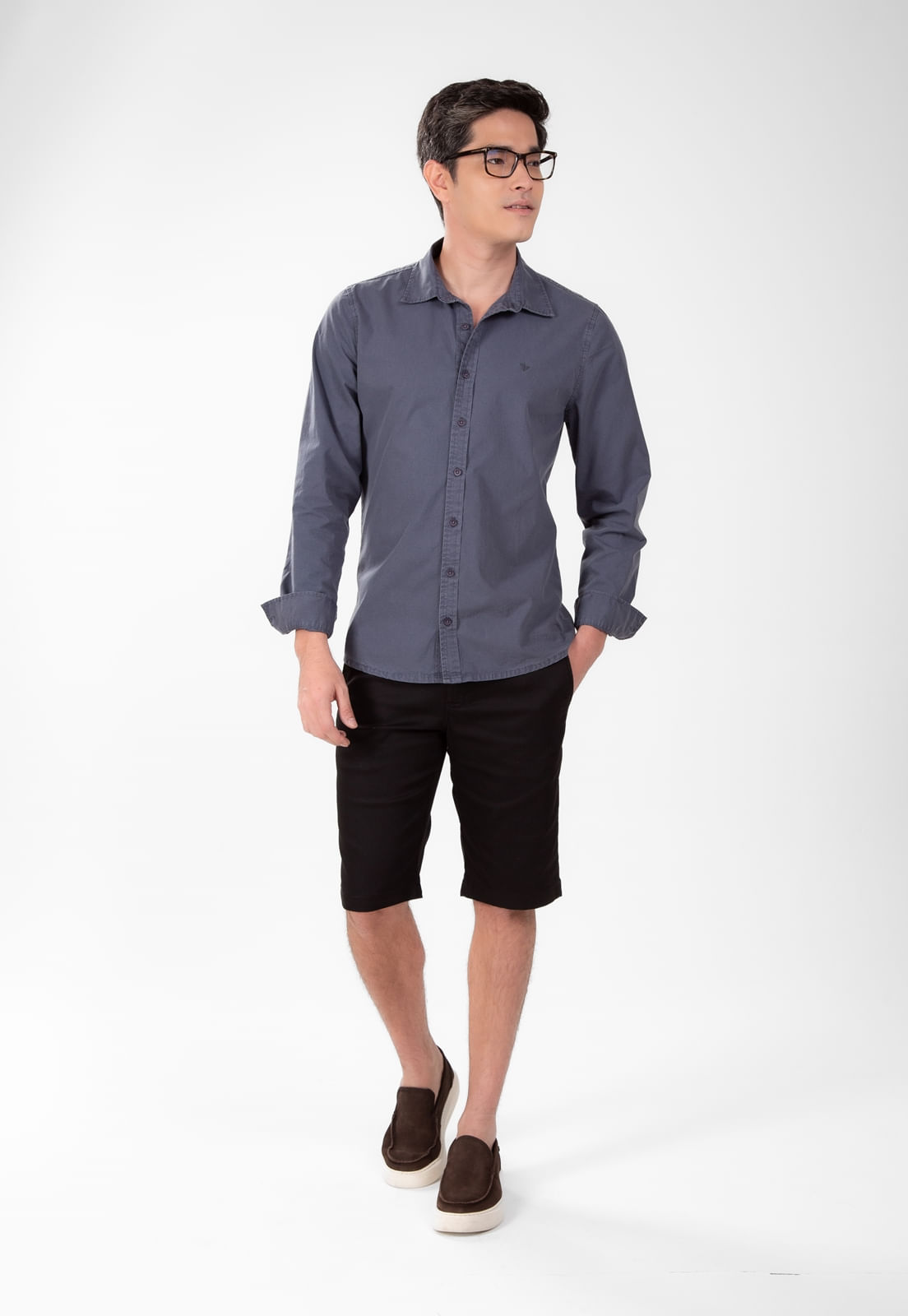 CAMISA SARJA TRAYMON SLIM MANGA LONGA