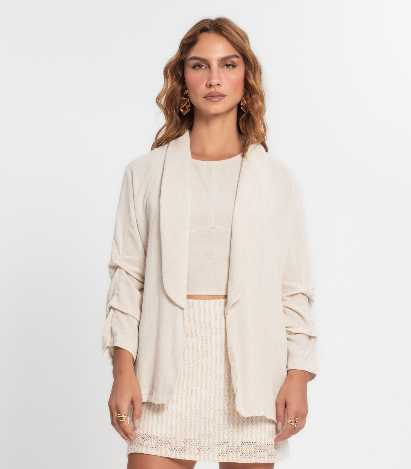 Blazer Feminino Em Linho Strong Endless Bege