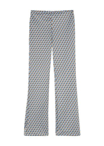 Legging Flare Cropped Com Padrão Geométrico - Azul P / Azul