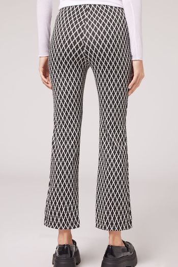 Legging Flare Cropped Com Glitter - Preto P / Preto