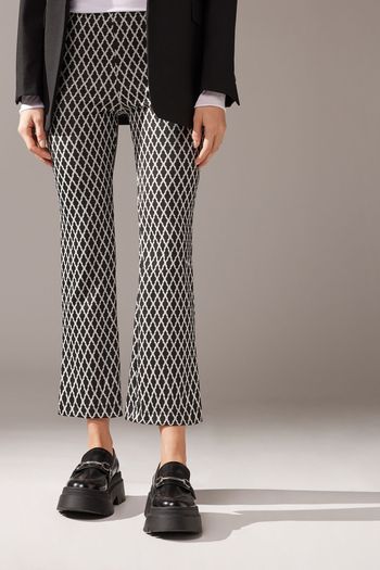 Legging Flare Cropped Com Glitter - Preto P / Preto