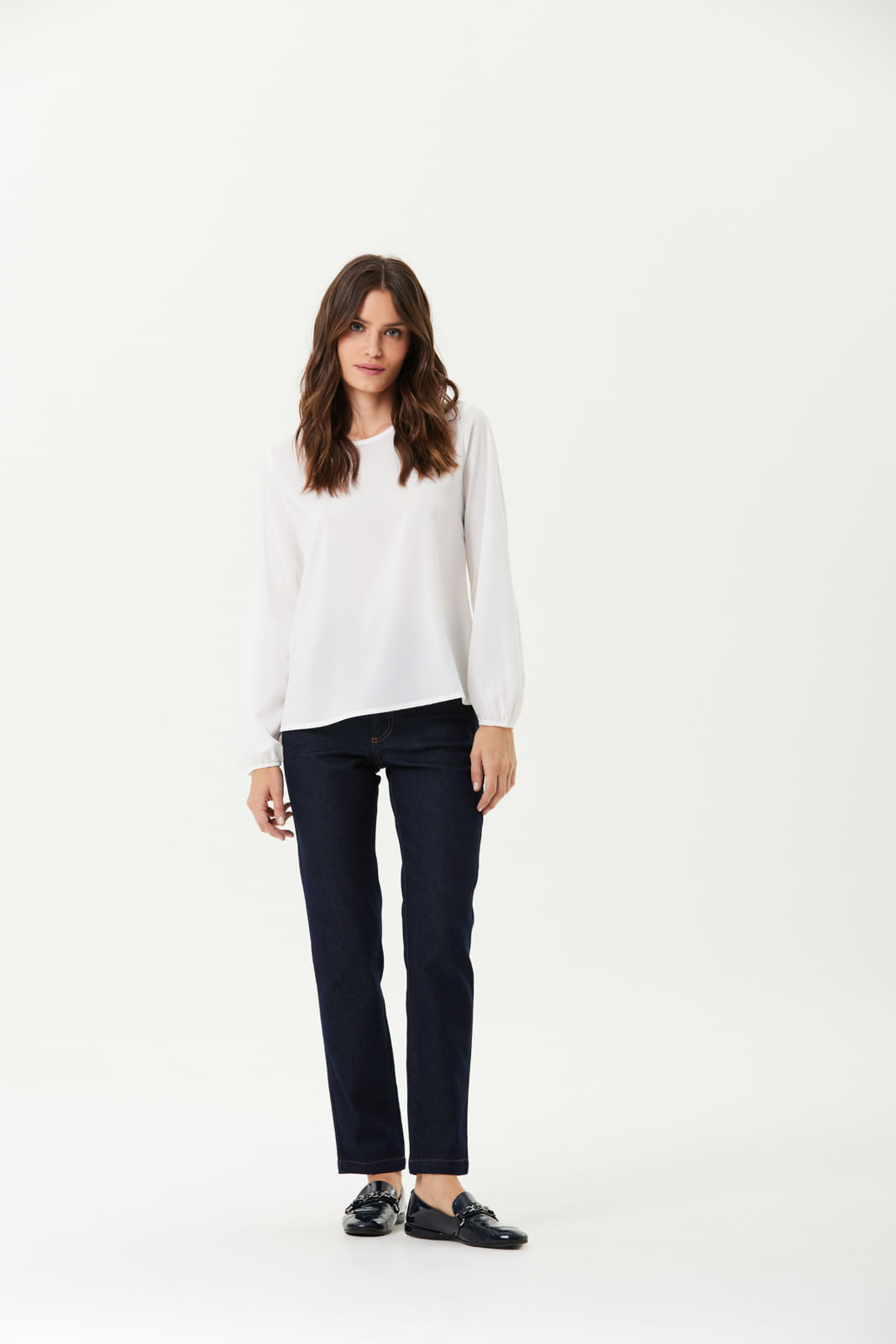 CALÇA JEANS TRAYMON RETA 5 BOLSOS