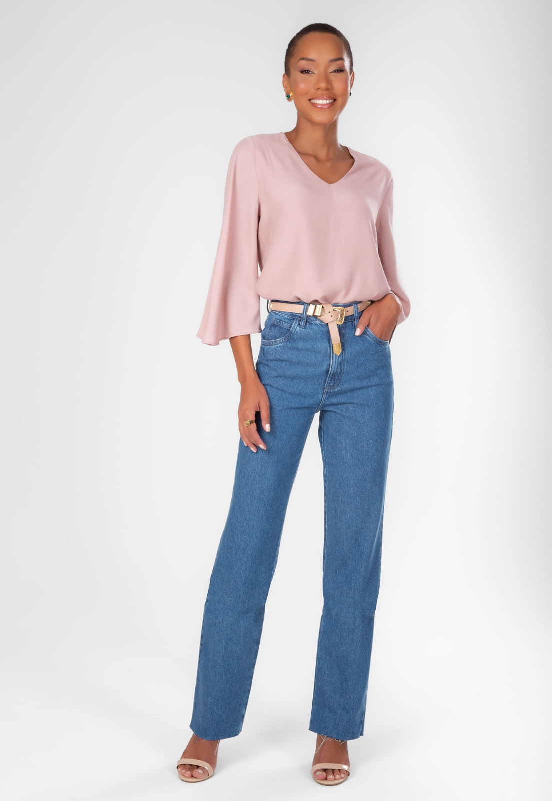 CALÇA JEANS TRAYMON WIDE LEG 5 BOLSOS