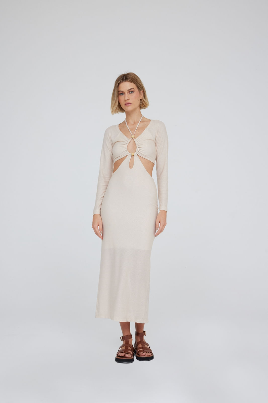 VESTIDO MIDI TRAYMON COM RECORTES