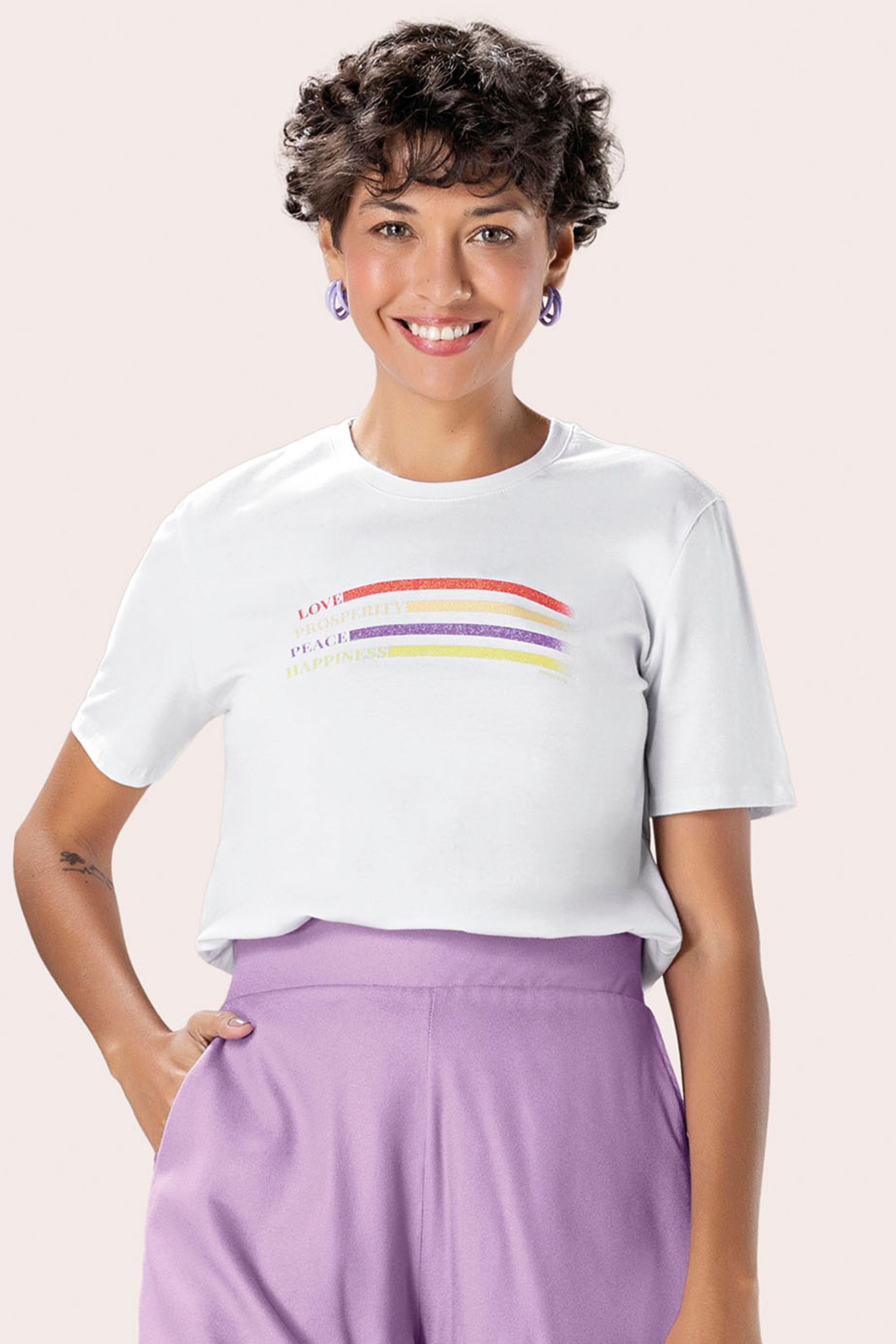Blusa Feminina Modern com Glitter Marialícia Branco