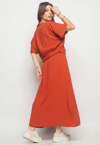Blusa Morcego Viscolinho Telha Salvatore Fashion P / Terracota