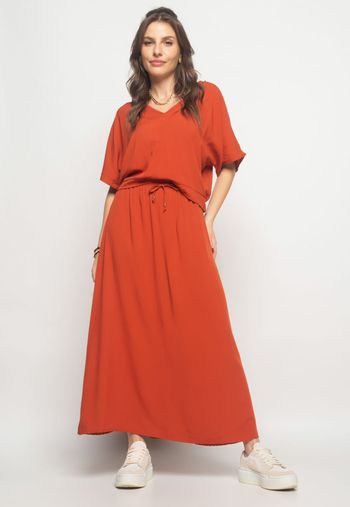 Blusa Morcego Viscolinho Telha Salvatore Fashion P / Terracota