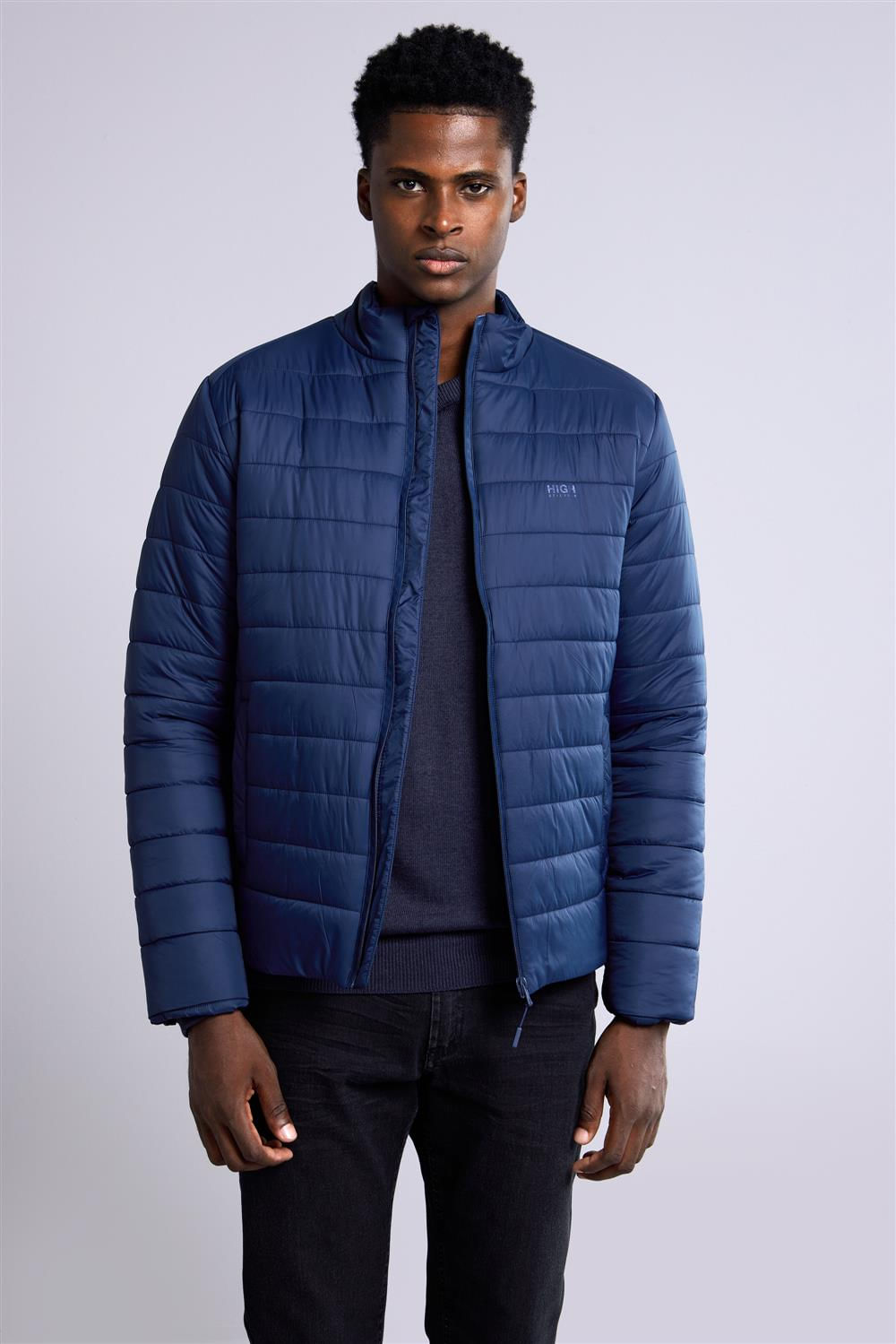 Jaqueta Puffer com Zíper - Azul Marinho