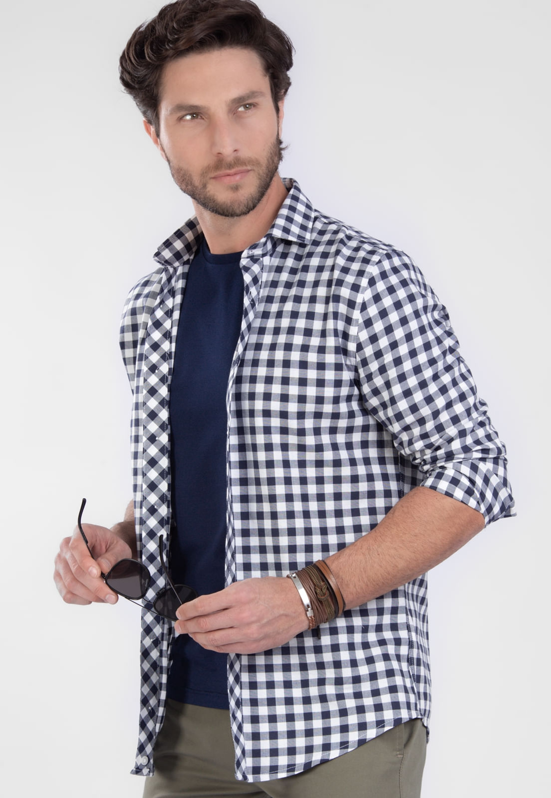 CAMISA TRAYMON XADREZ SLIM MANGA LONGA