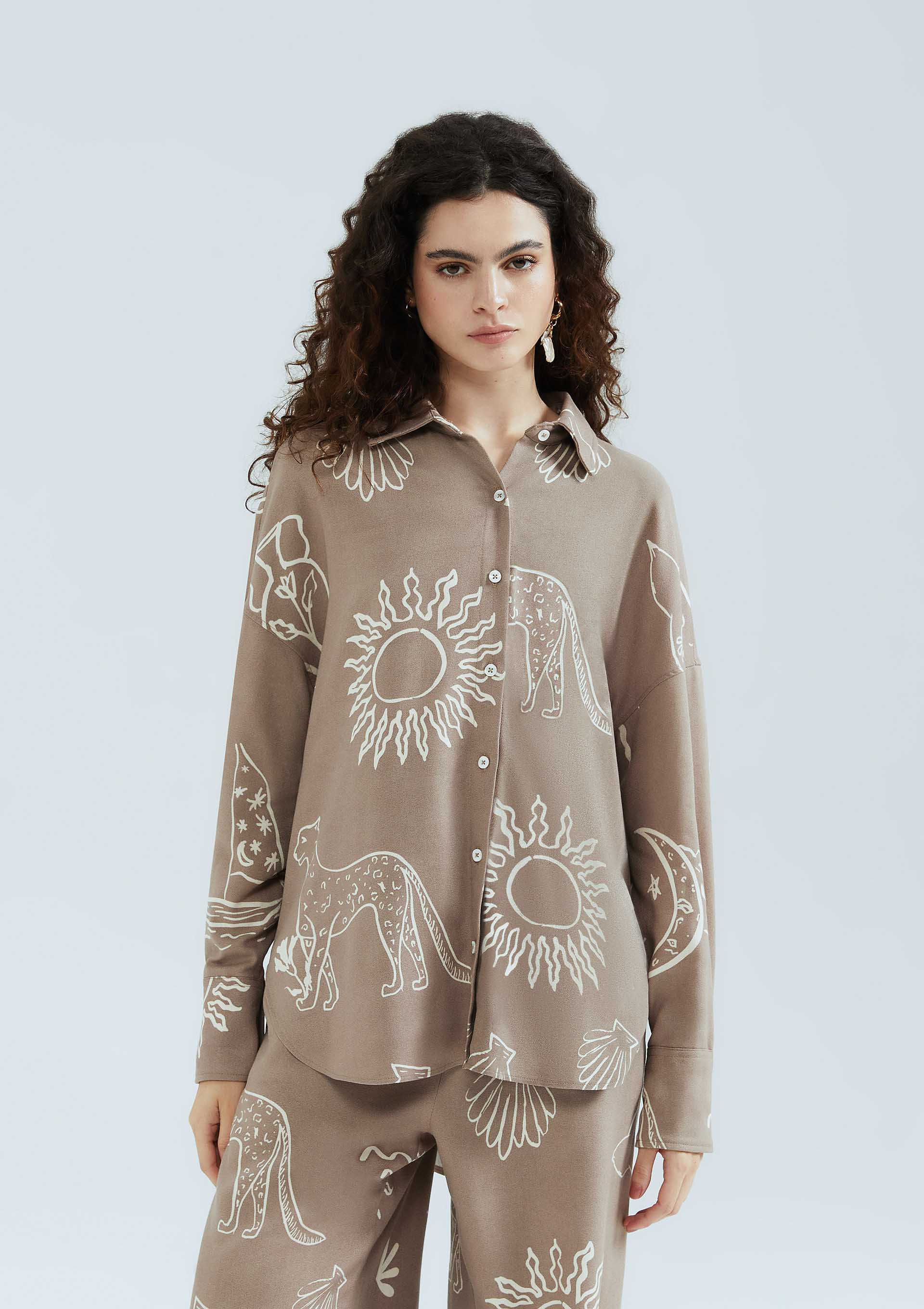 Camisa Feminina Manga Longa Estampada