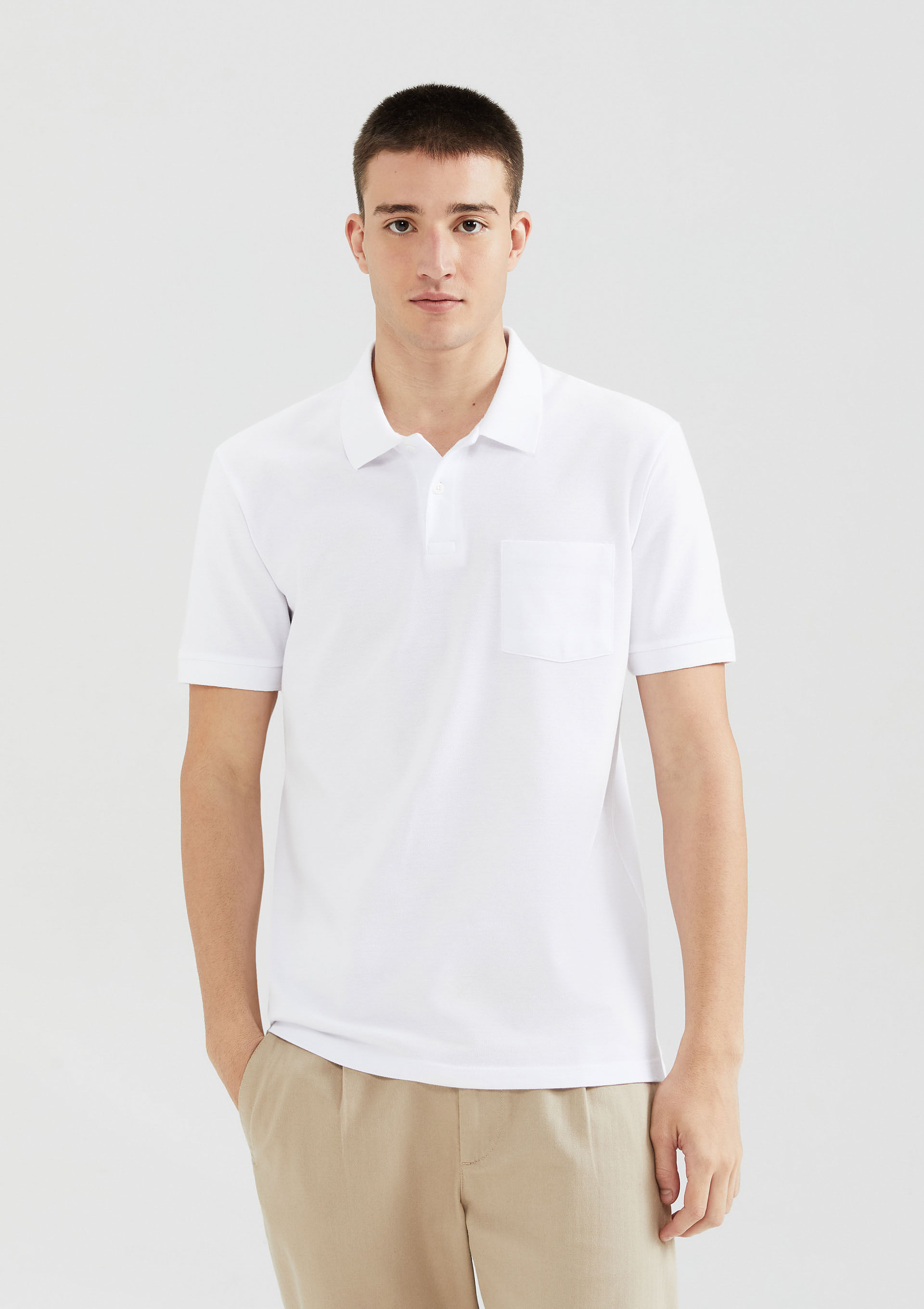 Camisa Polo Básica Masculina Em Piquet Com Bolso