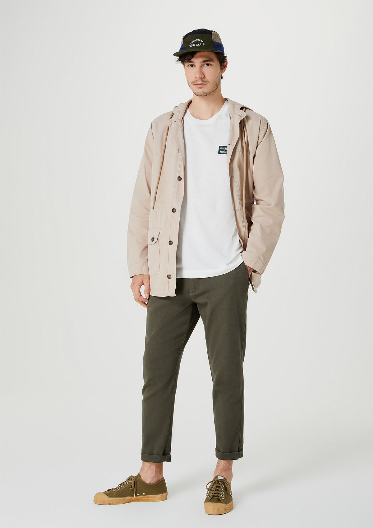 Calça Em Sarja Masculina Taper Chino Peach Touch