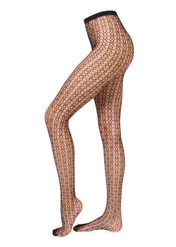 Meia-Calça Arrastão Com Padrão Geométrico - Preto P/M / Preto