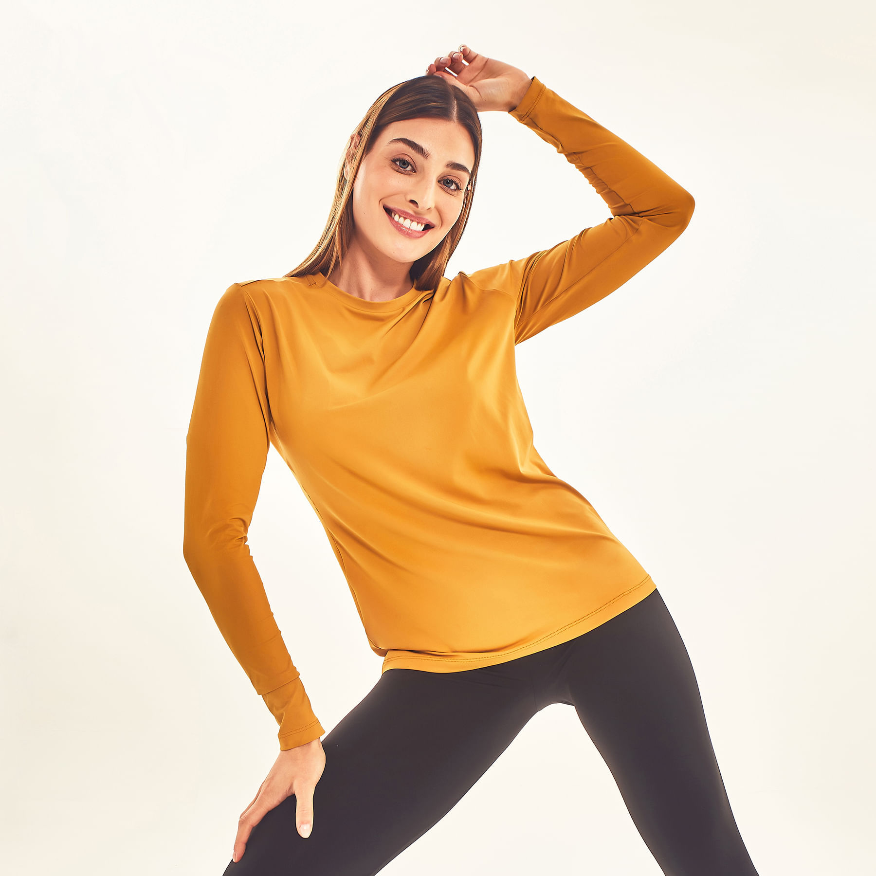 Camisa UV Feminina Com Proteção Solar Uvpro Ocre