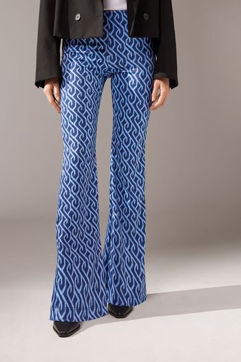 Legging Flare Com Padrão Geométrico - Azul P / Azul