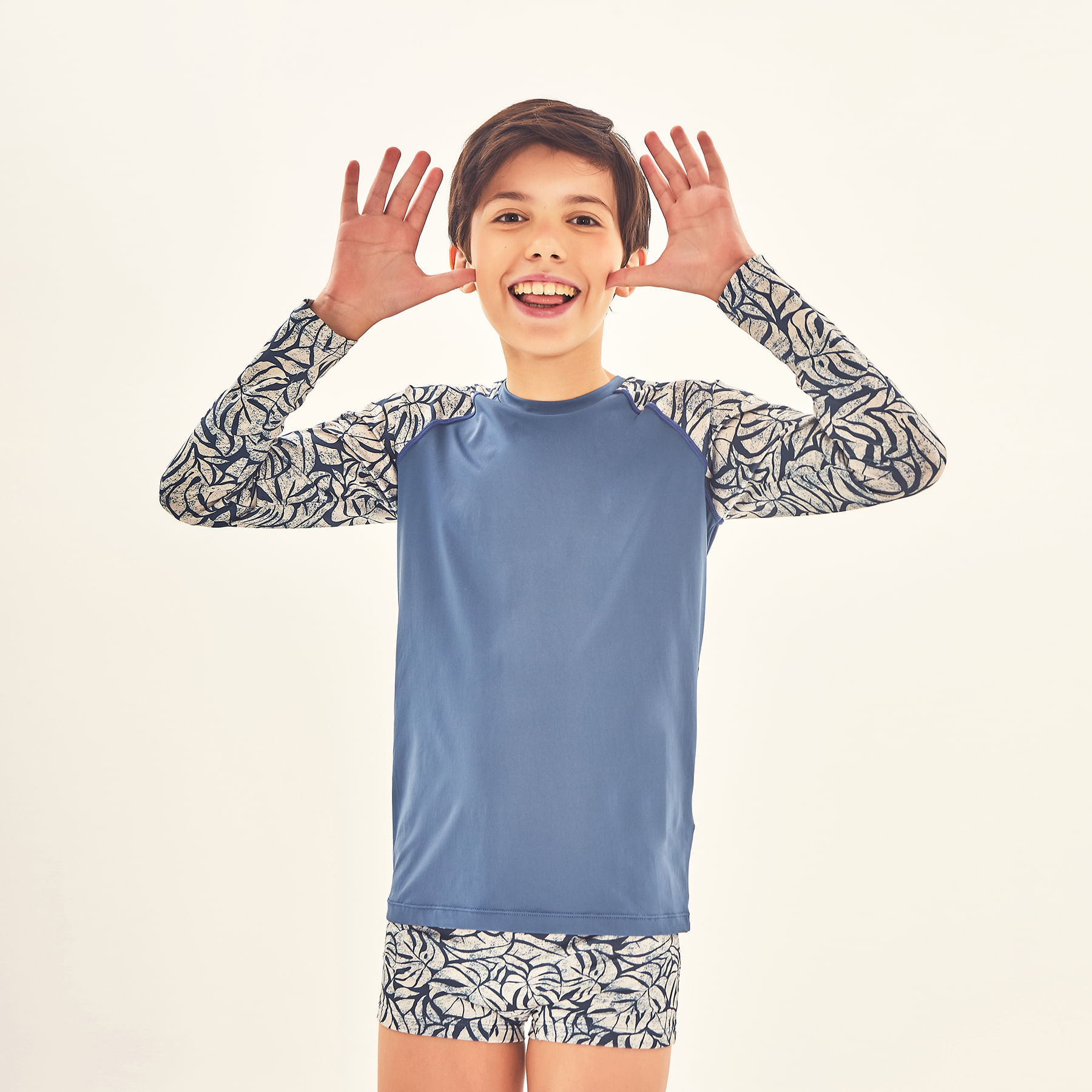 Camisa UV Infantil Com Proteção Solar Estampa Costela Off White