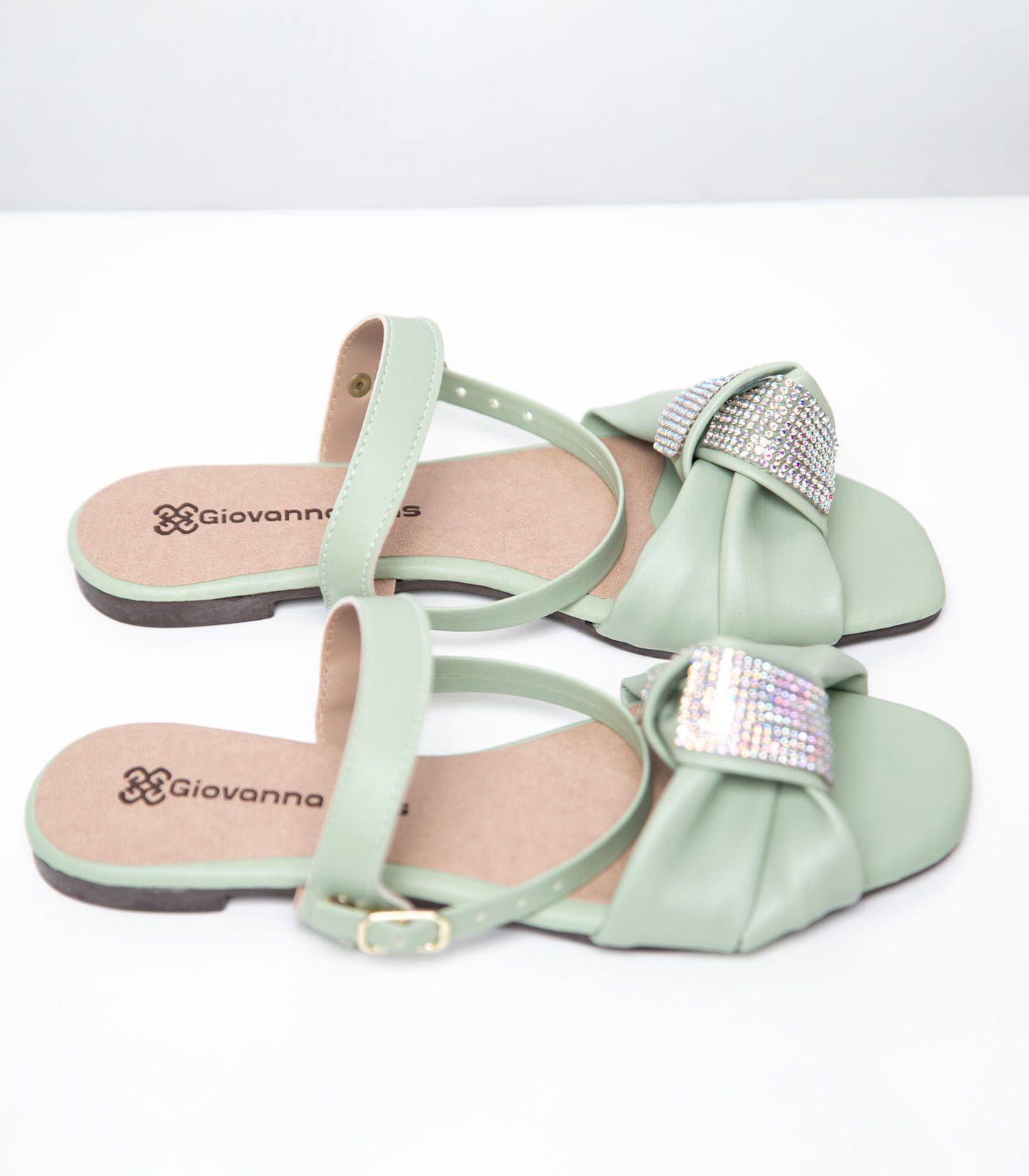 Sandália Anabela Com Strass Select Verde