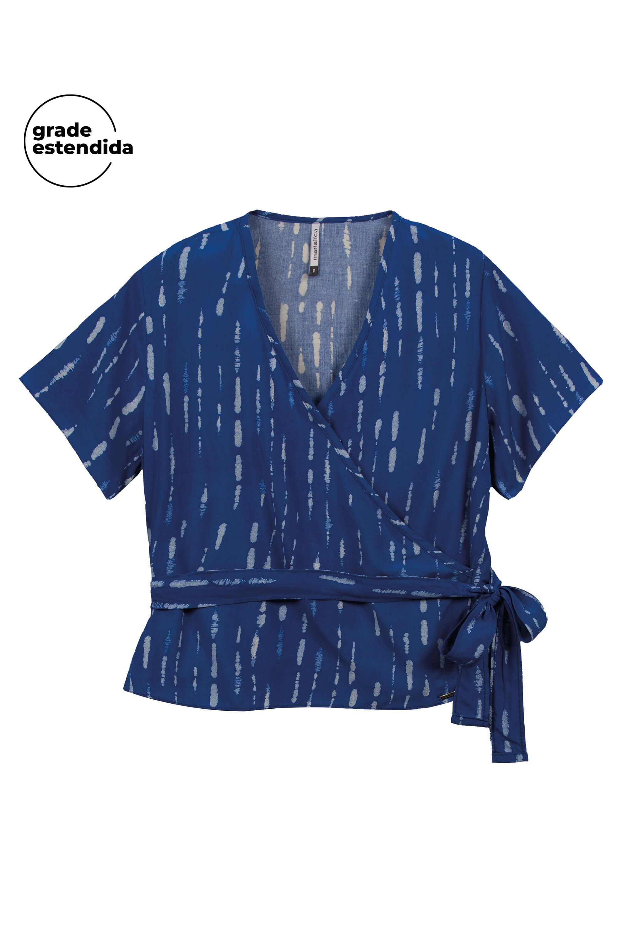 Blusa Feminina Transpassado Frontal Marialícia Azul