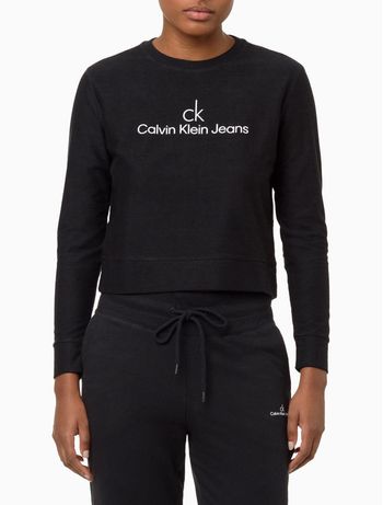 Casaco Feminino Micro Logo Calvin Klein Jeans - Preto Casaco Feminino Micro Logo Calvin Klein Jeans Preto m