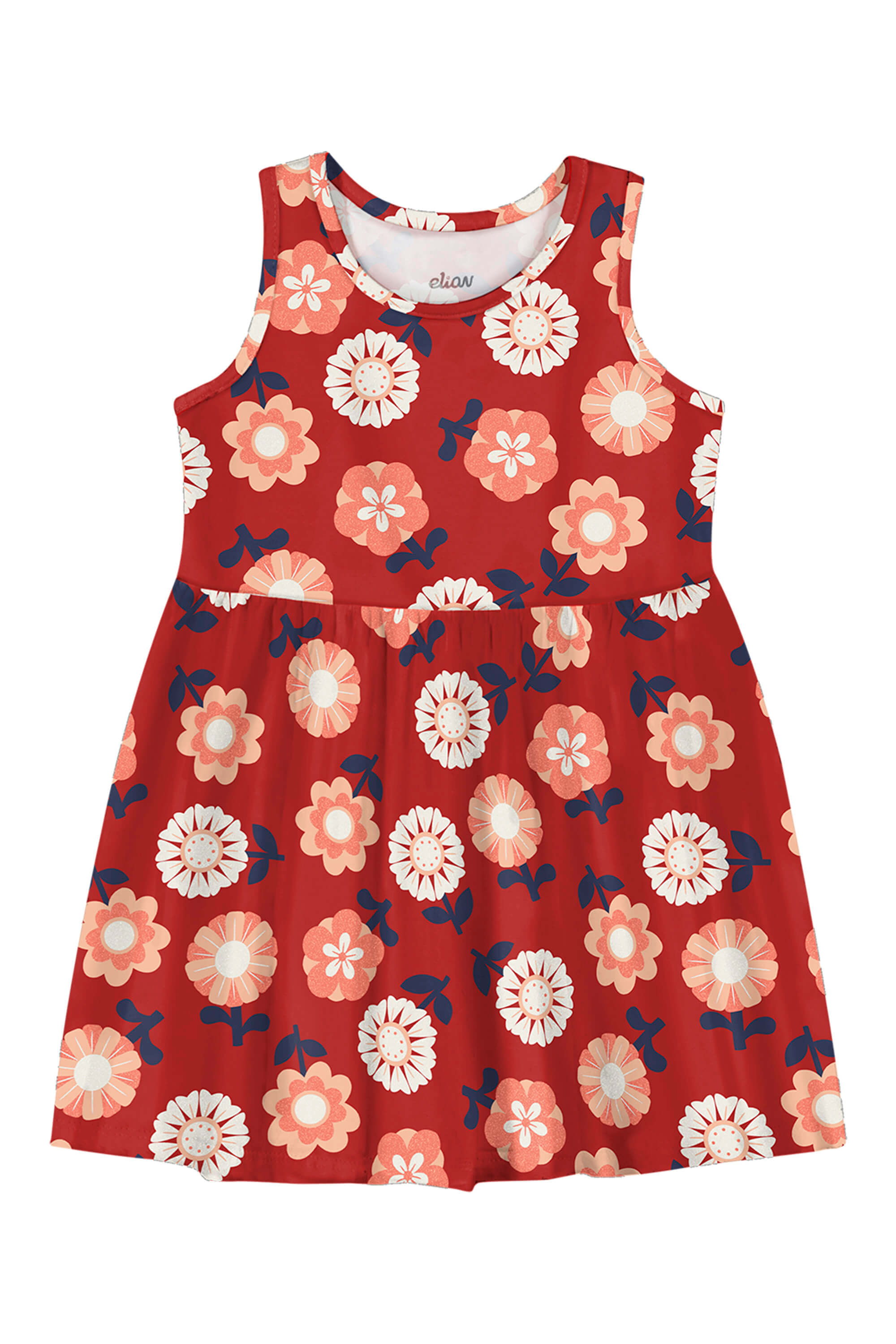 Vestido Infantil Menina Estampado Básico Elian Vermelho