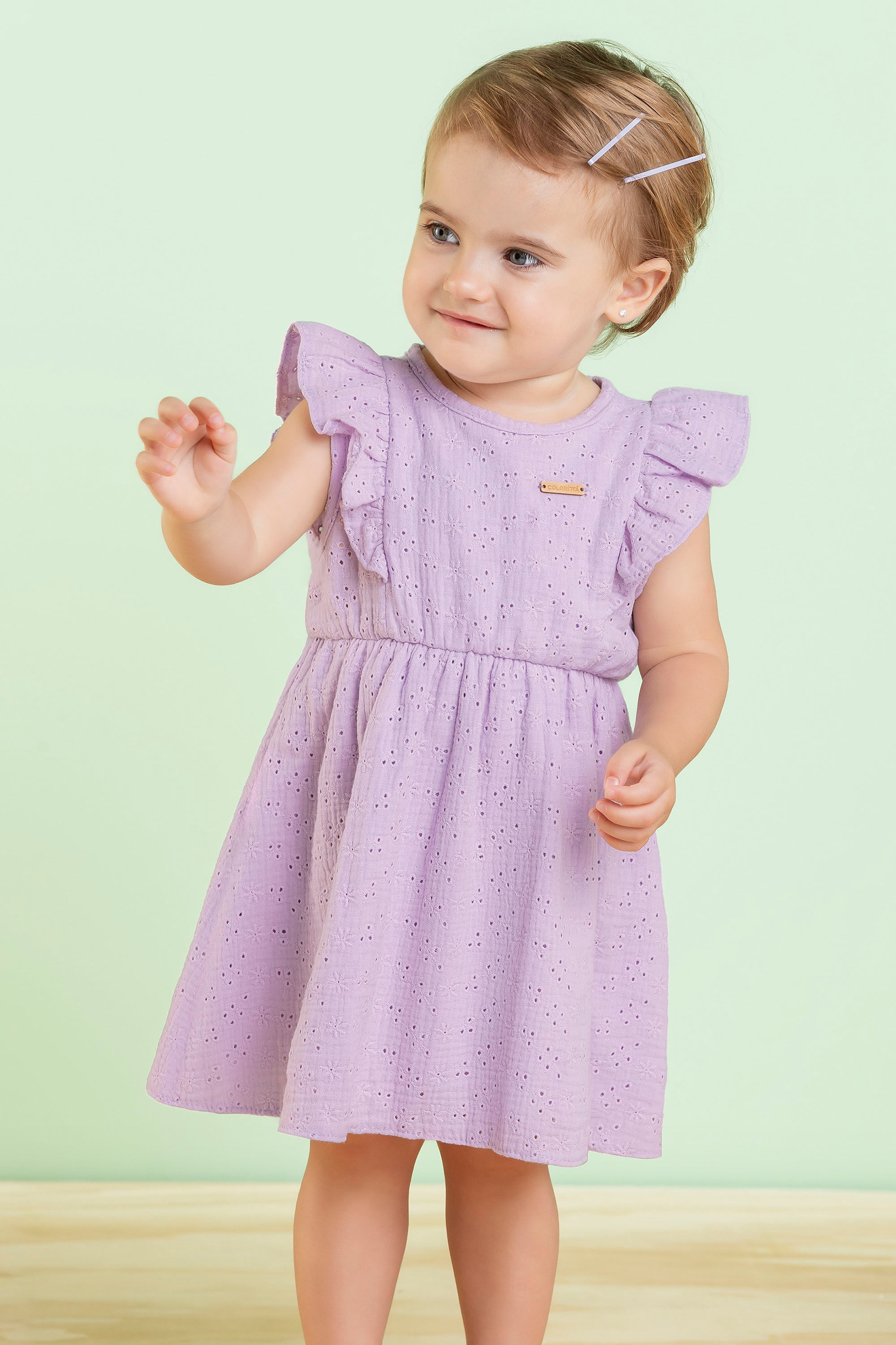 Vestido Bebê Menina em Laise Colorittá Roxo