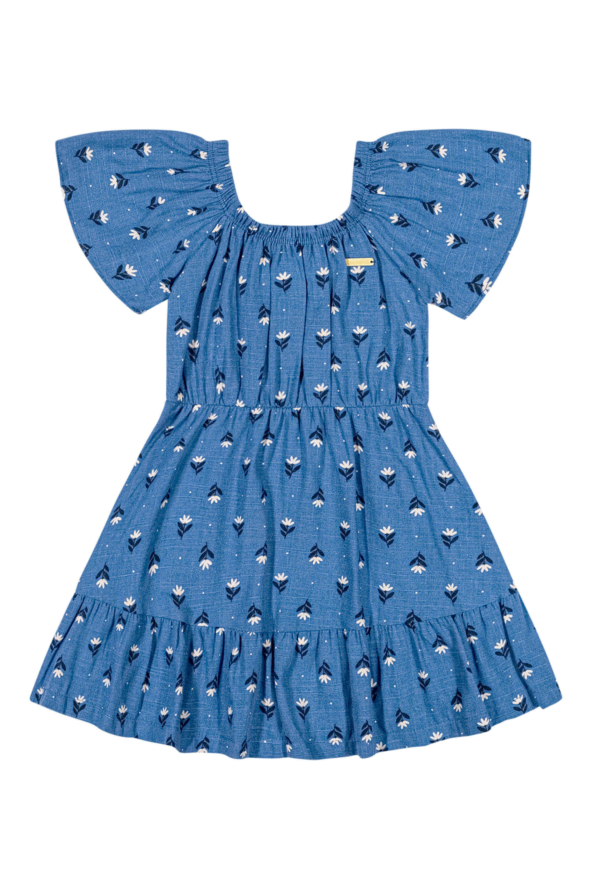 Vestido Infantil Menina Franzido Colorittá Azul