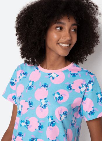 Camisola Manga Curta Algodão Feminina Stitch PP