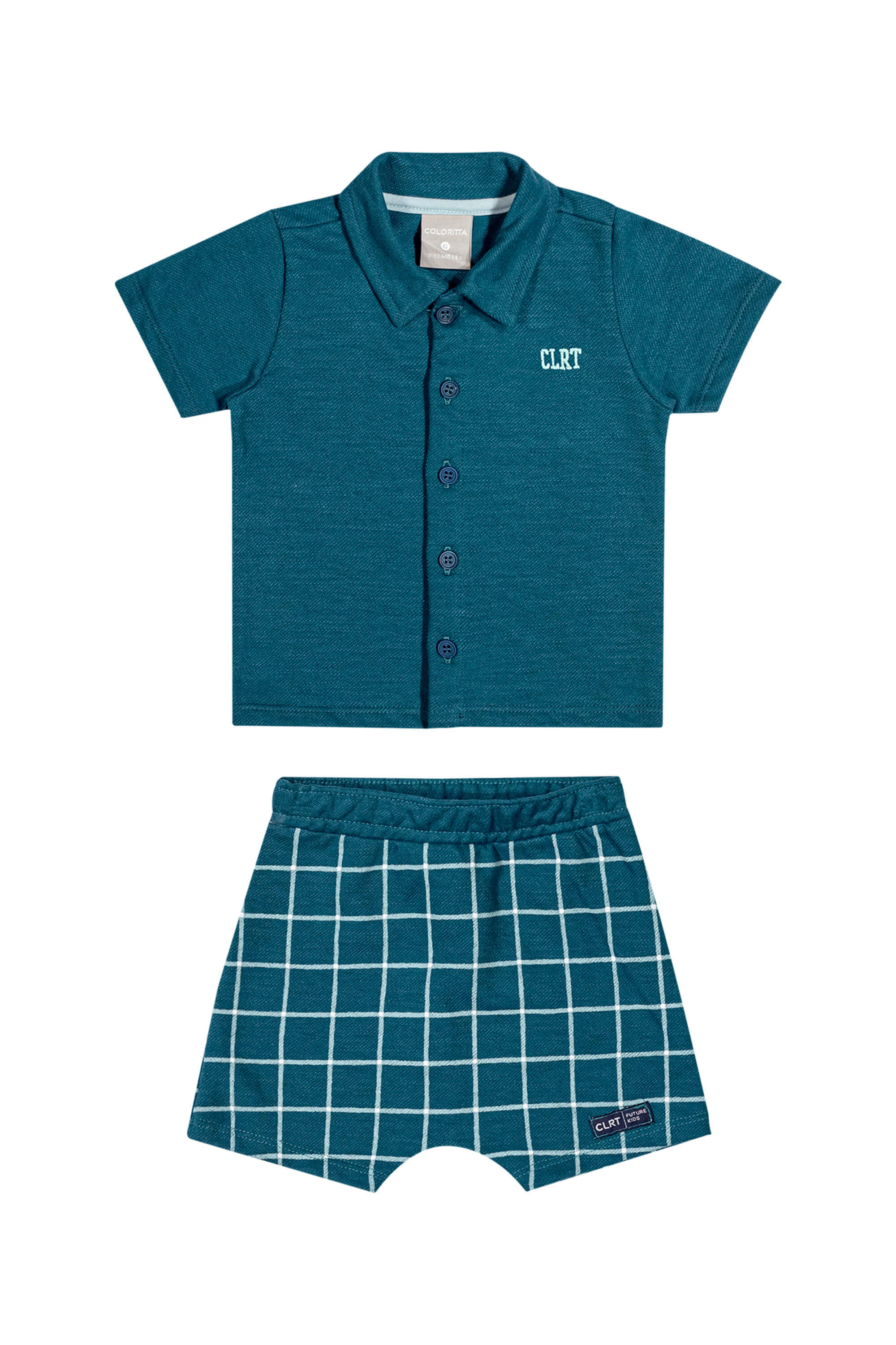 Conjunto Bebê Menino em Xadrez Colorittá Verde