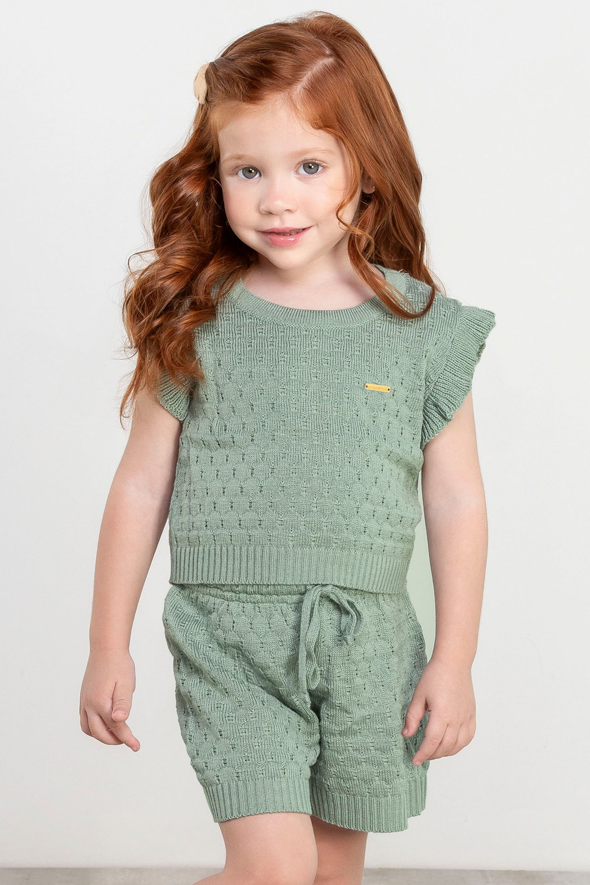 Conjunto Infantil Menina em Tricô Colorittá Verde