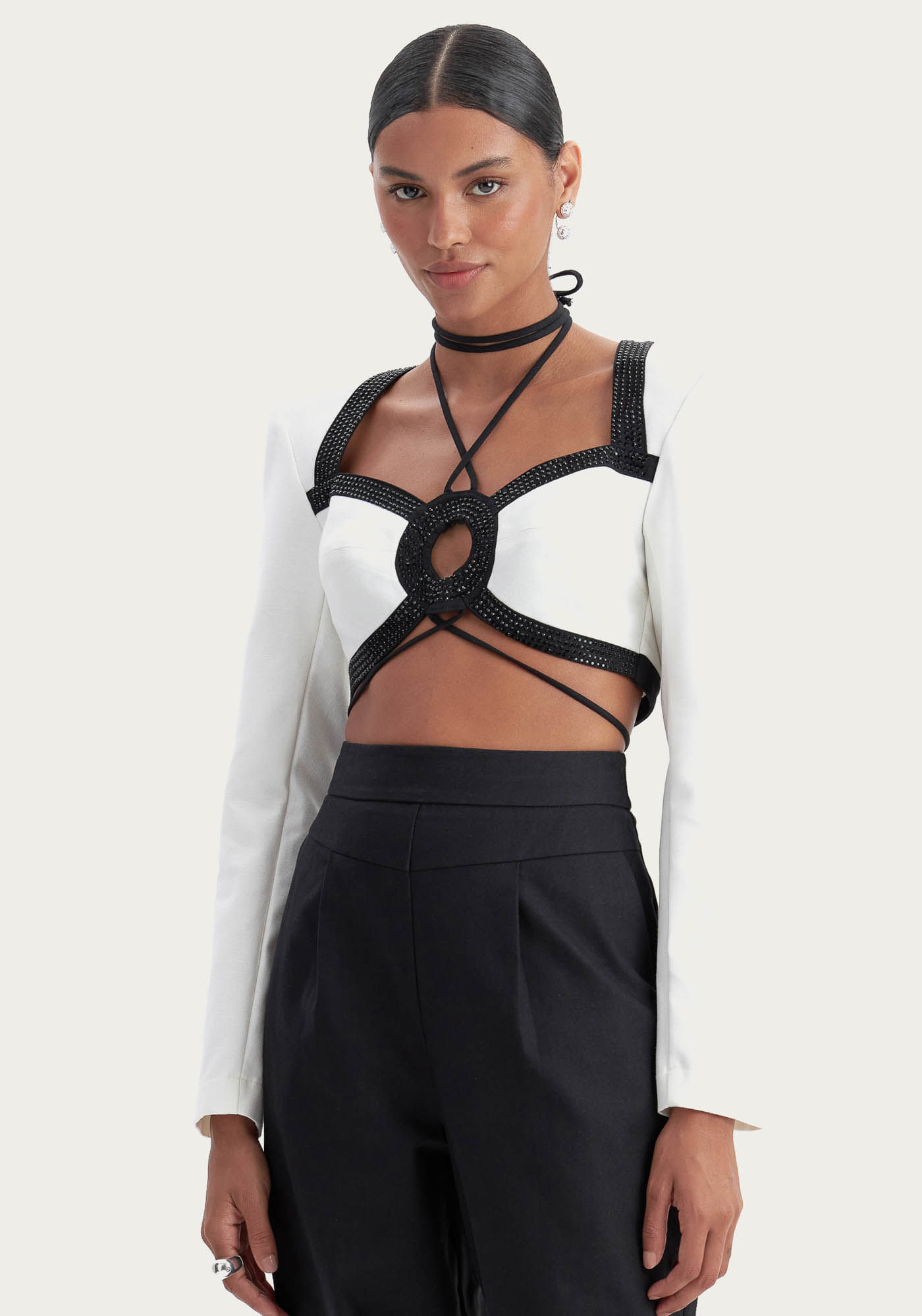 Top Manga Longa Com Ombreira Branco