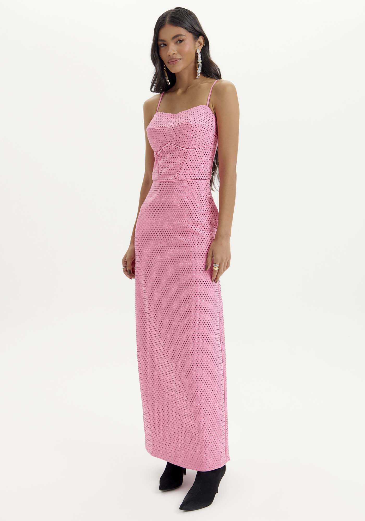 Vestido Midi de Alça Brilhos