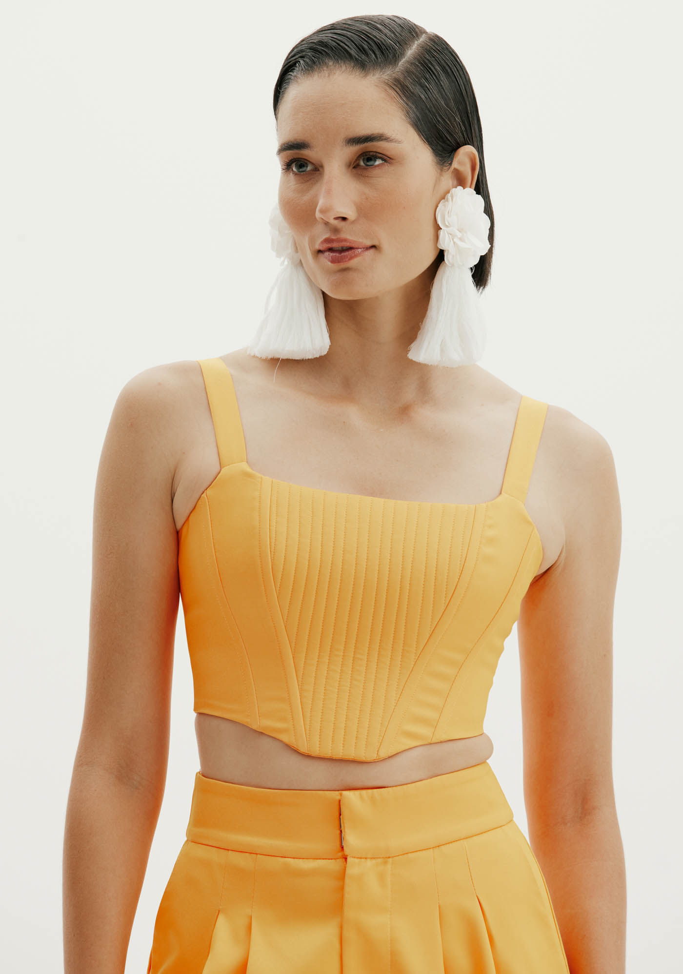 Top Corset De Alça Laranja