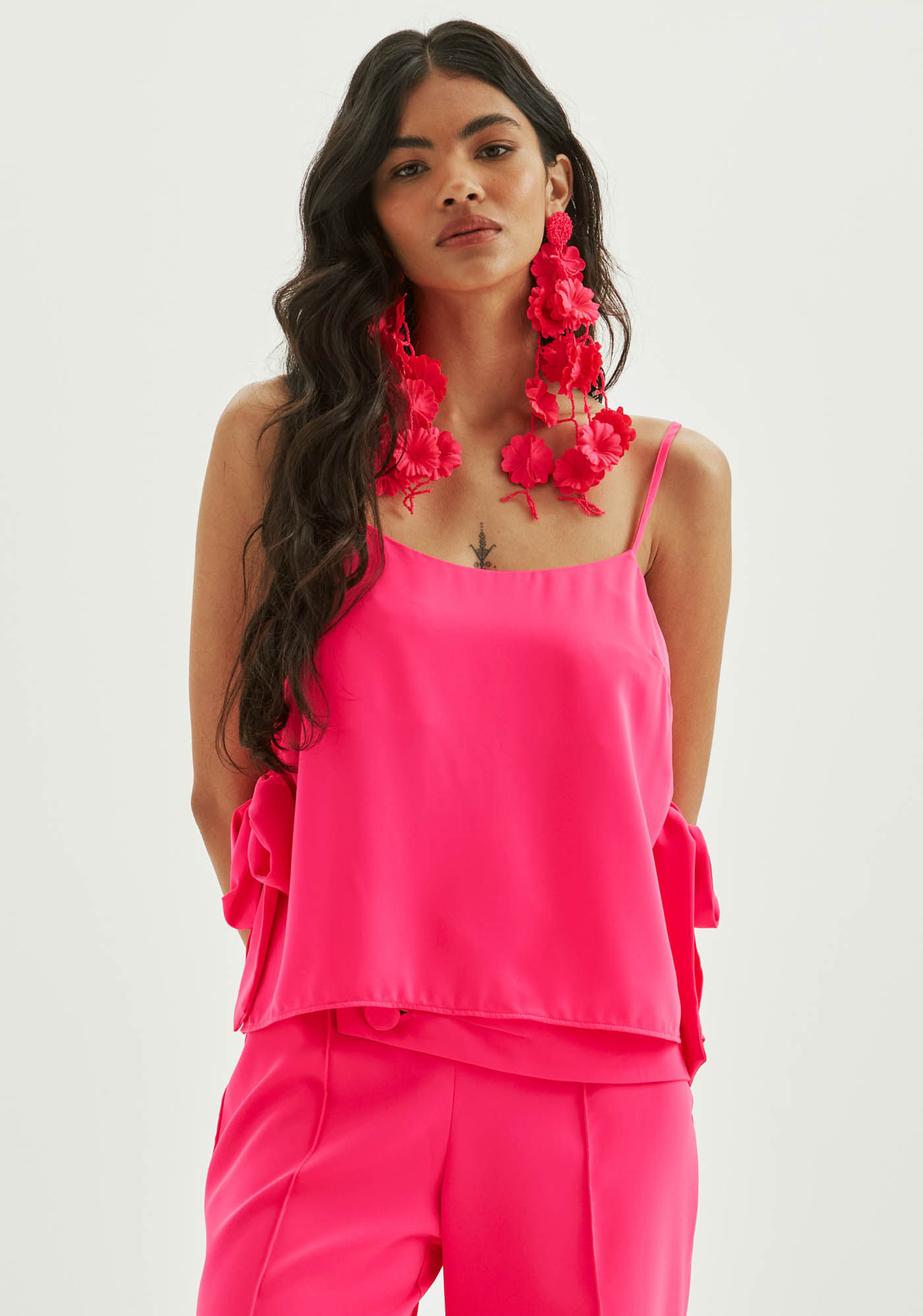 Blusa De Alça Com Amarração Rosa