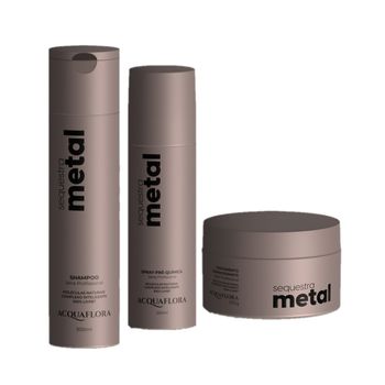 Kit Acquaflora Sequestra Metal Pré + Shampoo + Tratamento (3 produtos)