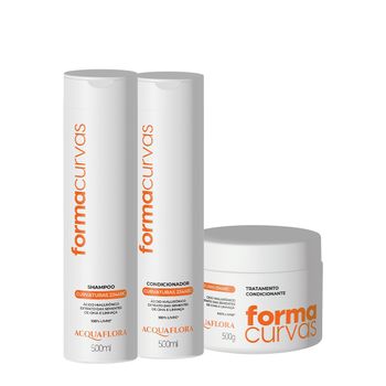 Kit Acquaflora Forma Curvas Shampoo Condicionador e Tratamento Condicionante (3 produtos)