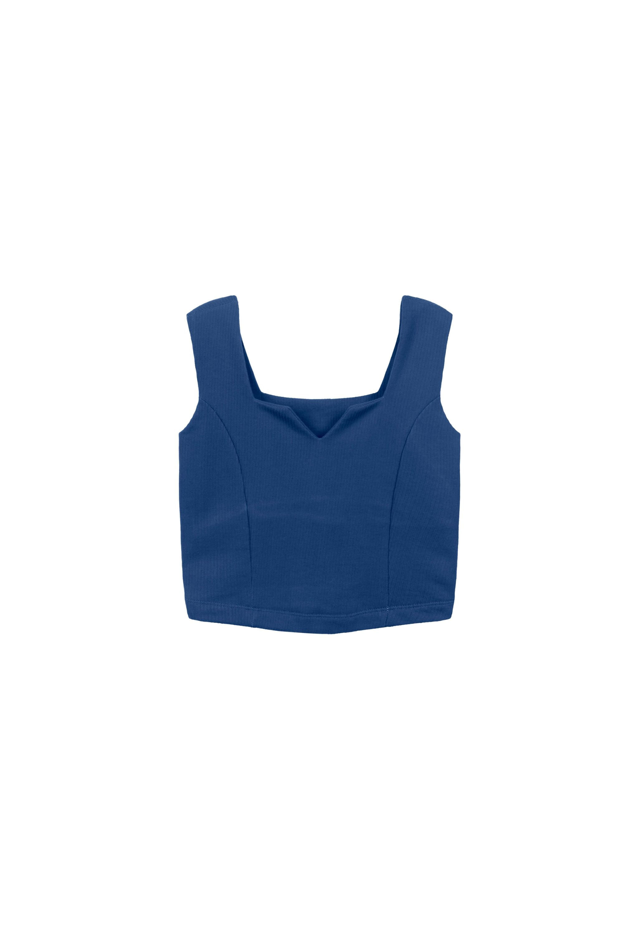 Blusa Feminina Cropped com Decote Diferenciado Marialícia Azul