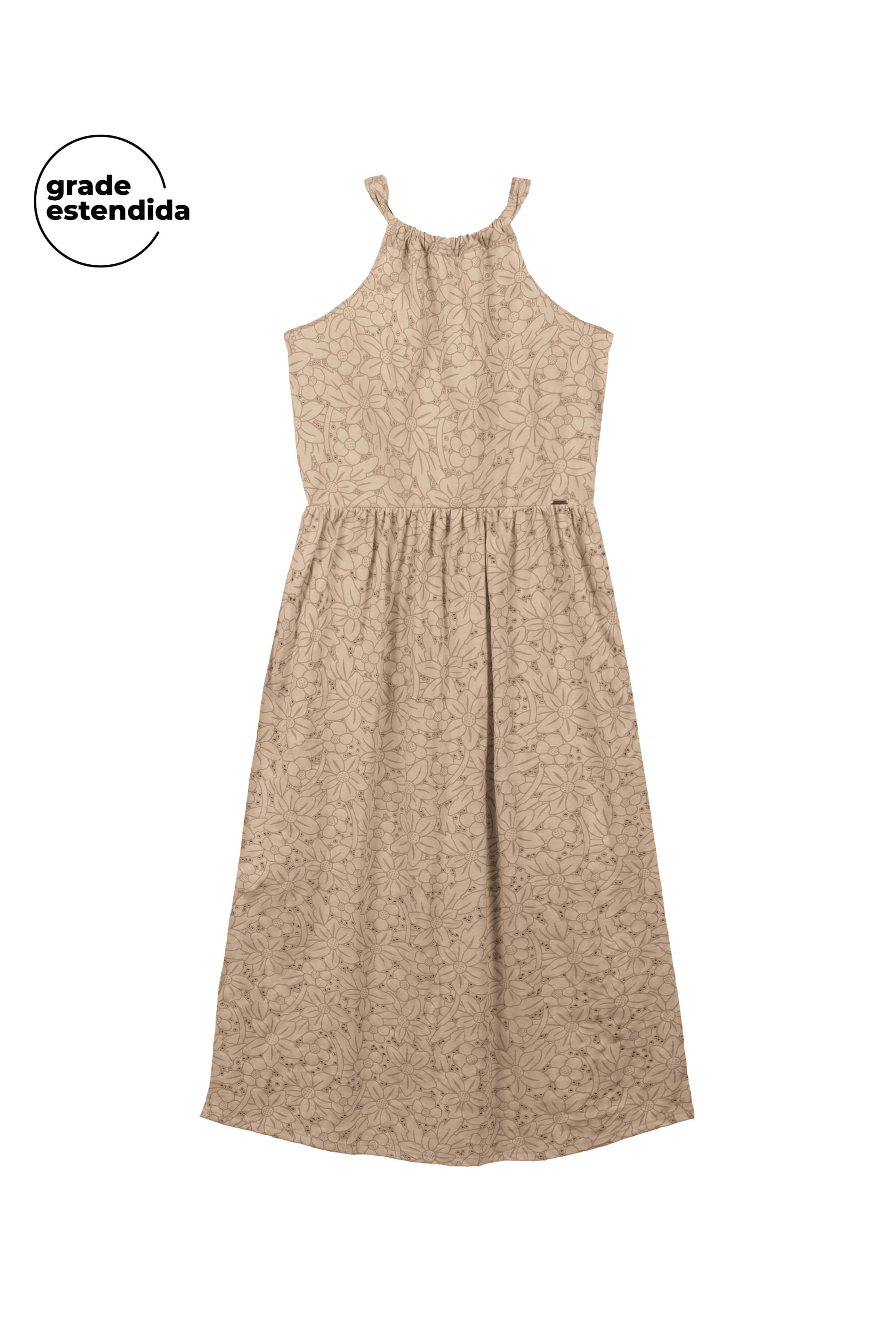 Vestido Feminino Devorê Marialícia Bege