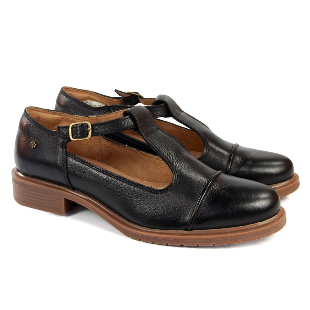 Sapato Kate Couro Preto Burned - KAT012