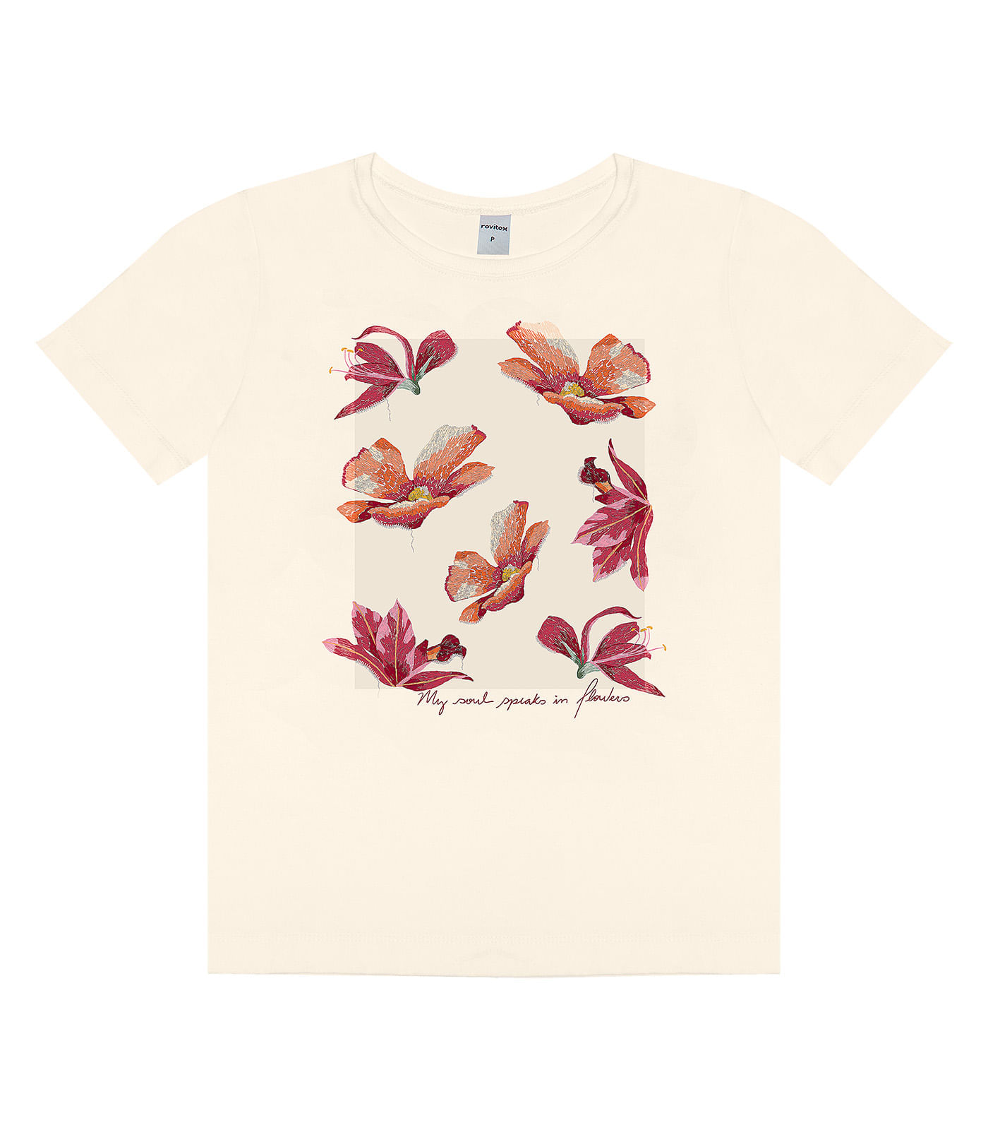 Camiseta Feminina Manga Curta Rovitex Bege