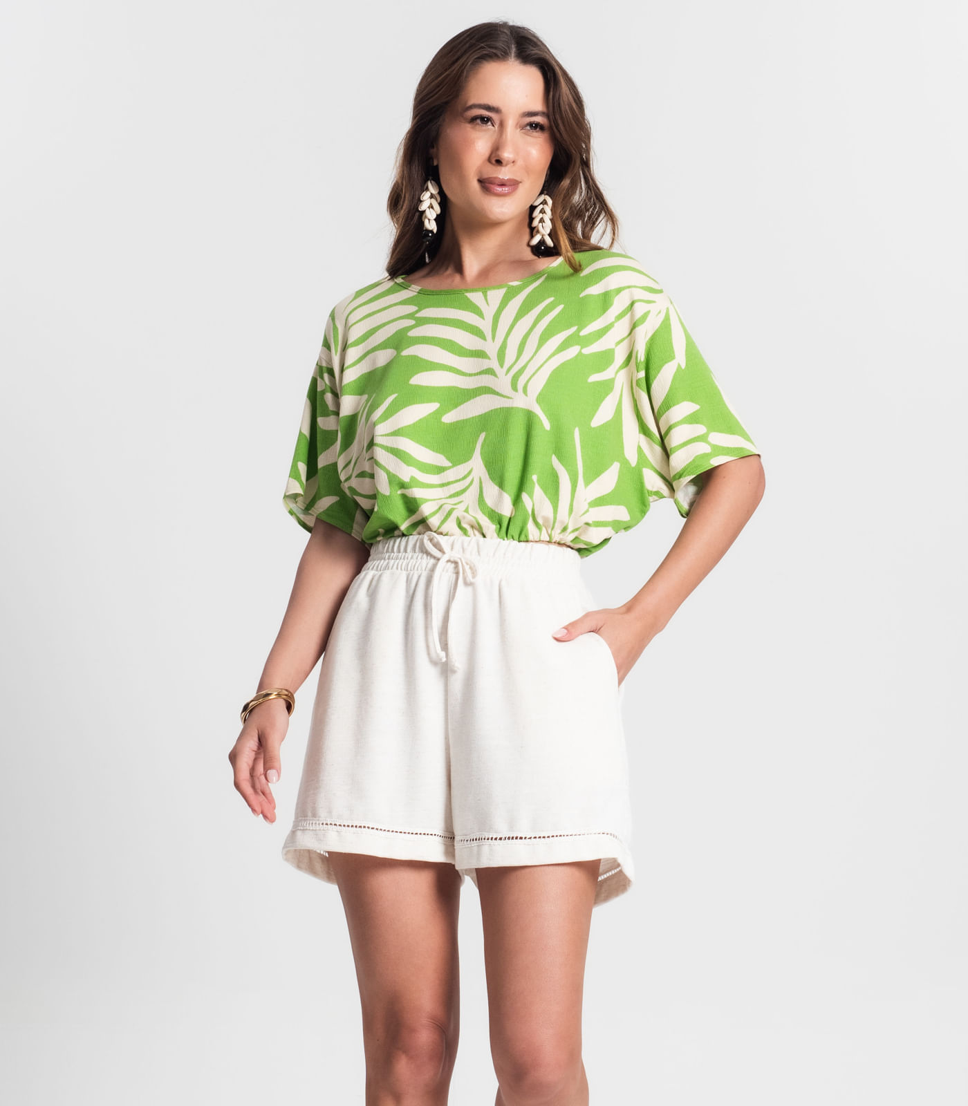Shorts Feminino Em Moletinho Rovitex Bege