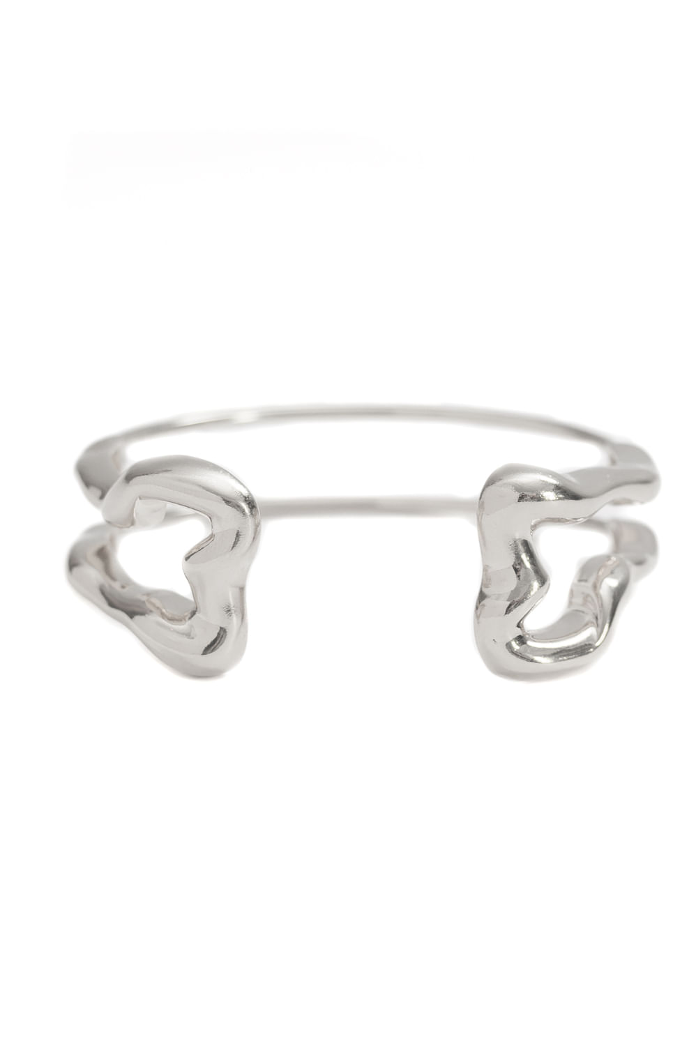 Bracelete Contemporâneo com Banho em Ródio Branco