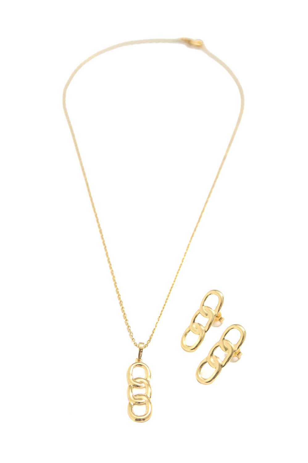 Conjunto Elos com Banho em Ouro 18k