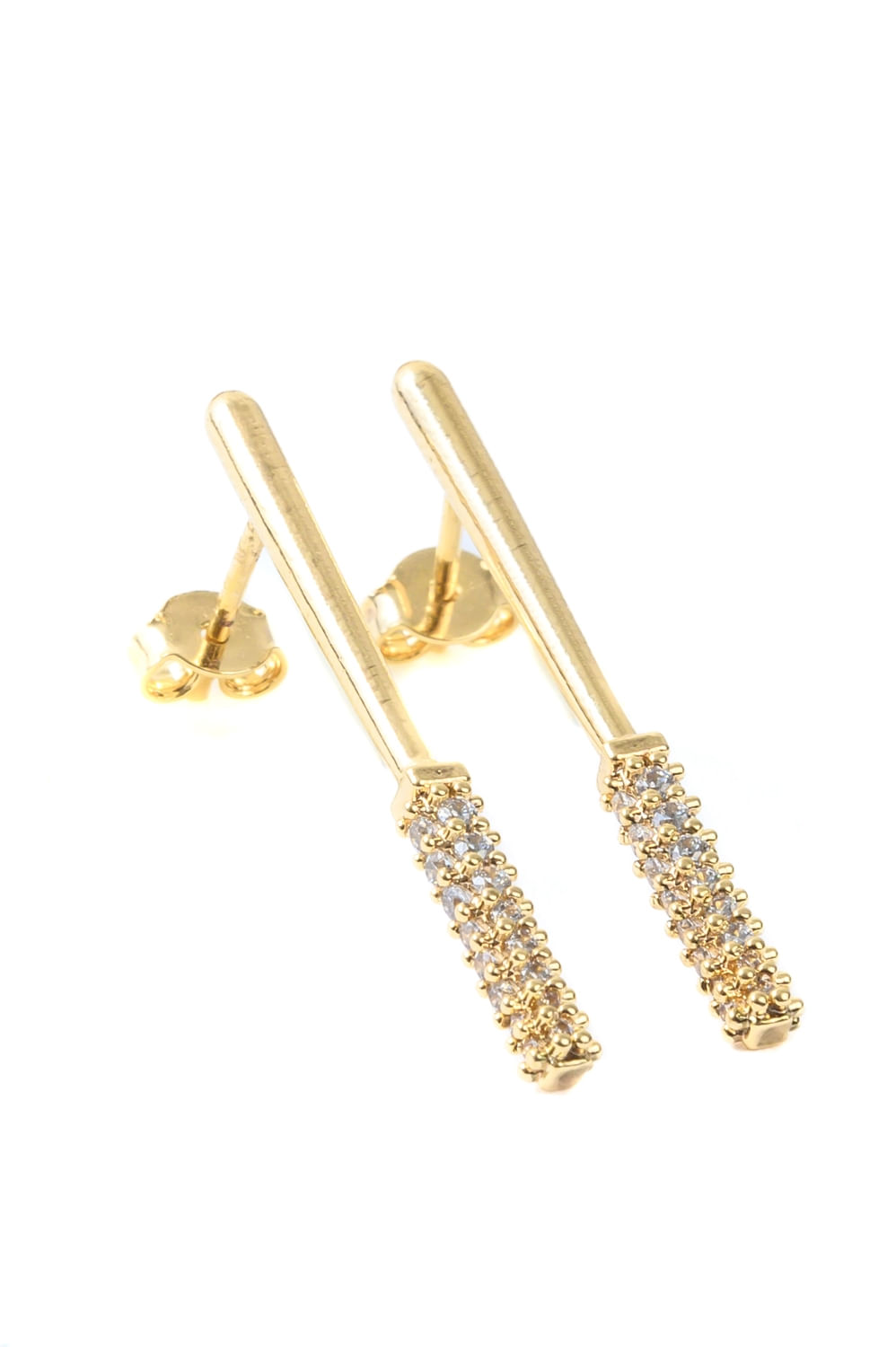 Brinco Palito Fluir Médio com Banho em Ouro 18k